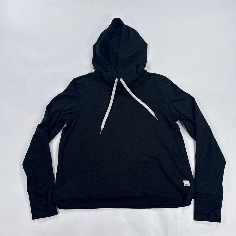 Vuori Halo Essential Hoodie Womens Small Black Heather DreamKnit Pullover VW226